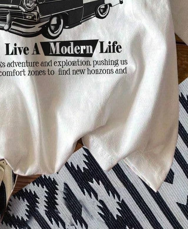 Cotton Blend Oversized Fit Half Sleeve Printed Round Neck T-Shirt for Women - Image 2